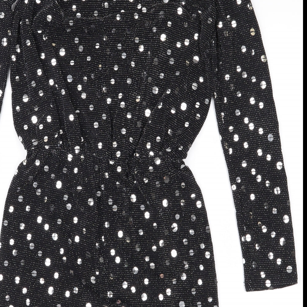 Flounce Womens Black Mini Size 8 - Shoulder Pads
