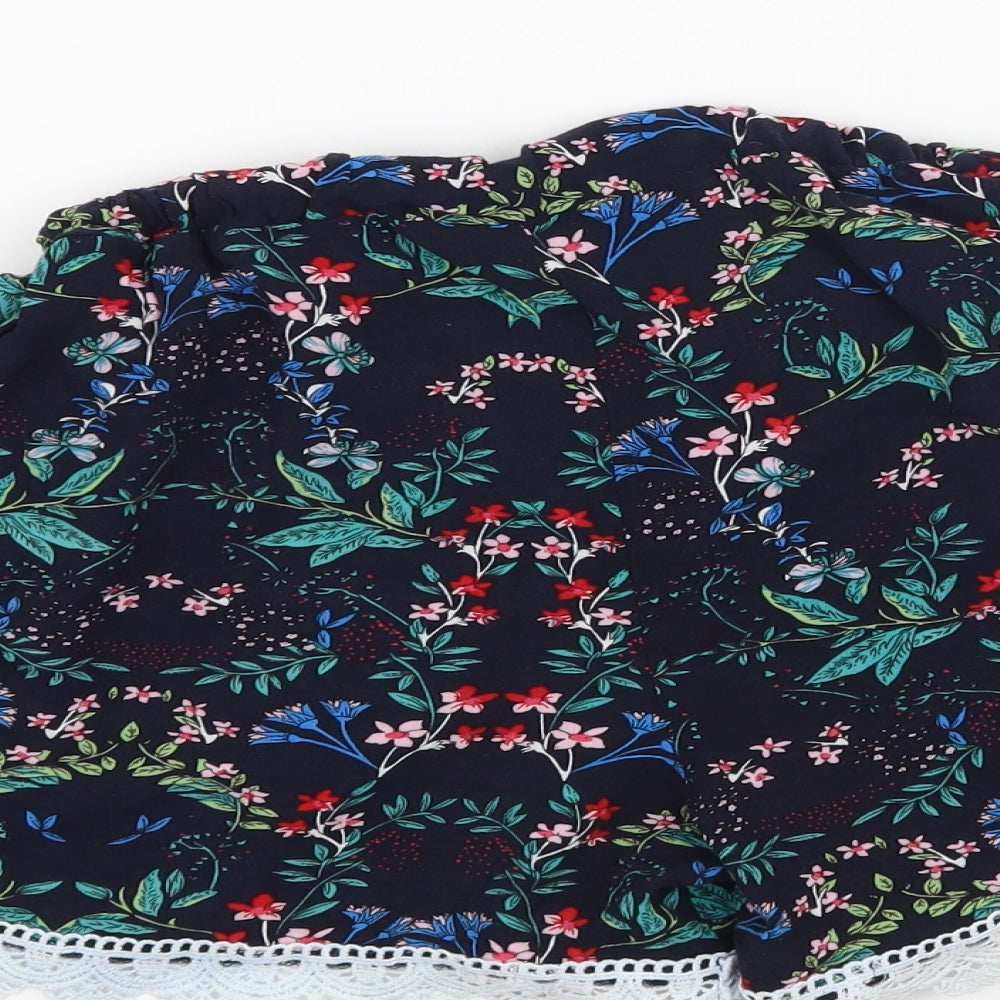 Preworn Womens Black Floral Paperbag Shorts Size M