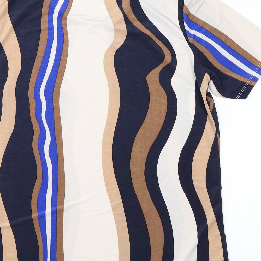 Damart Womens Brown Striped Basic T-Shirt Size 14
