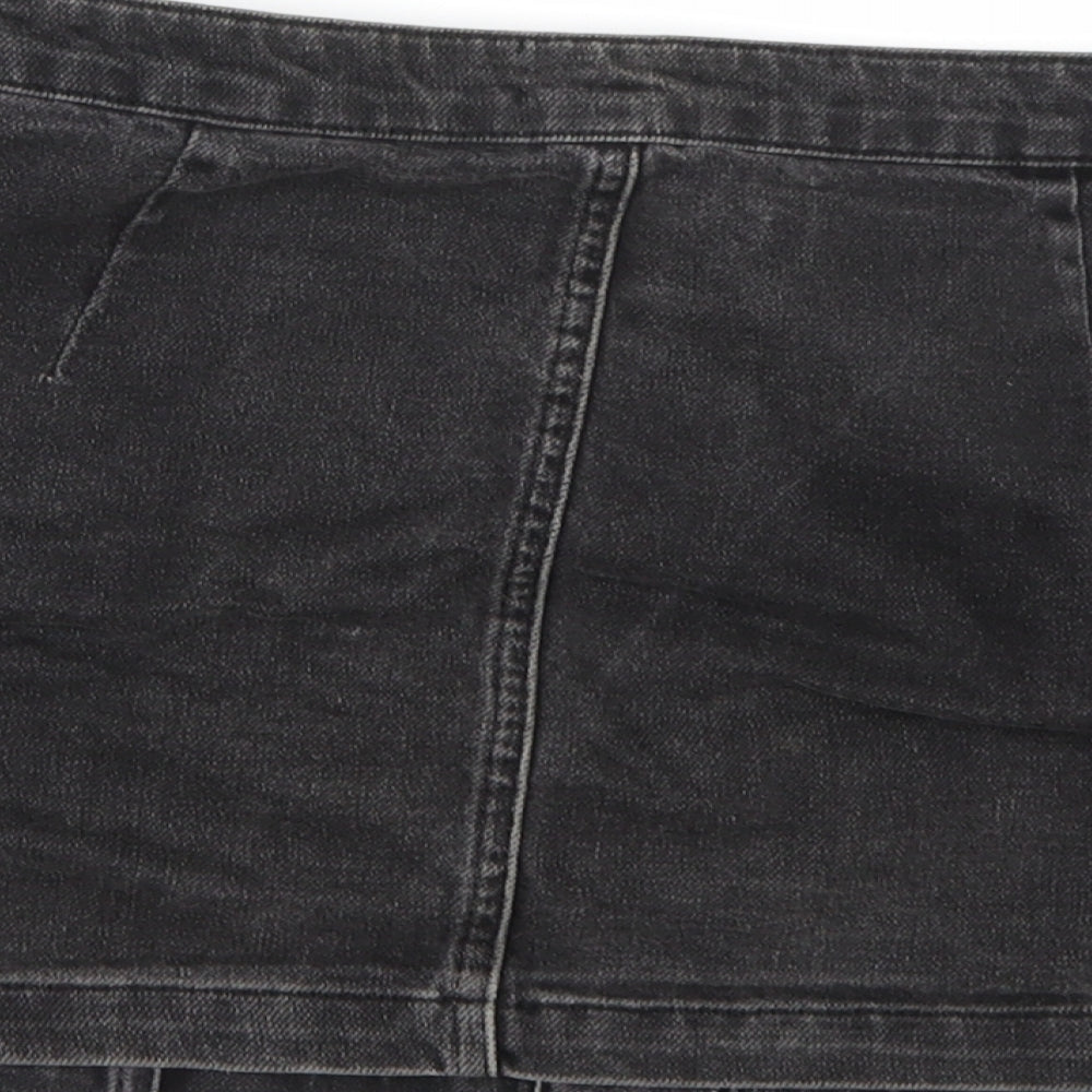 Topshop Womens Black Denim A-Line Skirt Size 8