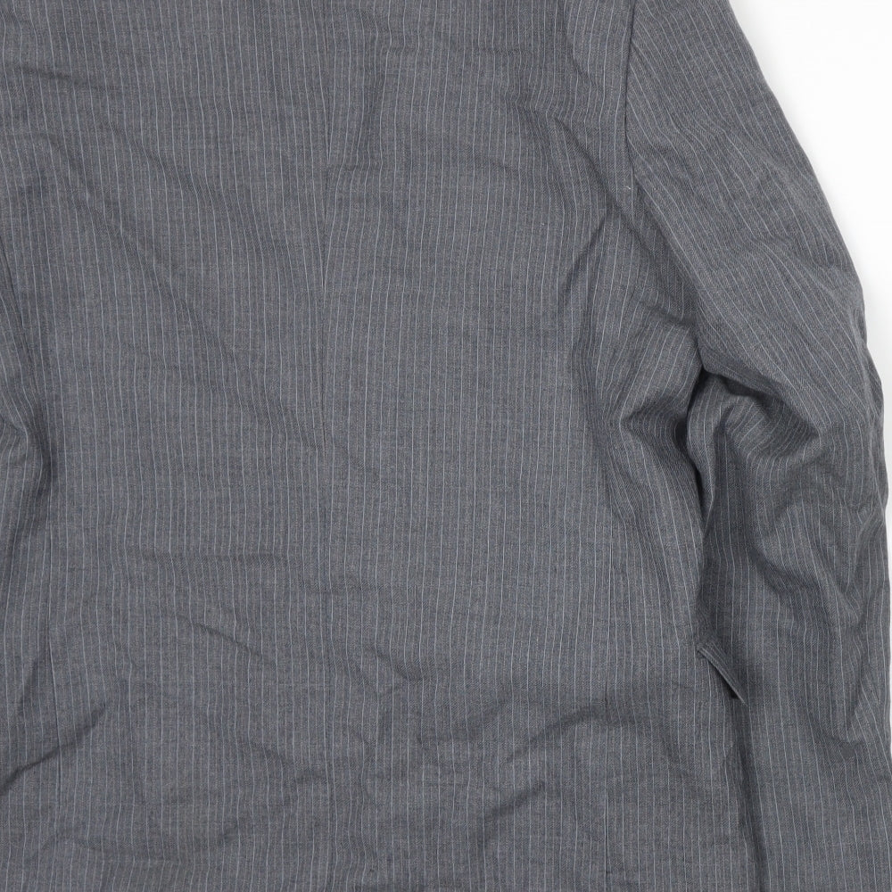 Male Mens Grey Striped Jacket Suit Jacket Size L