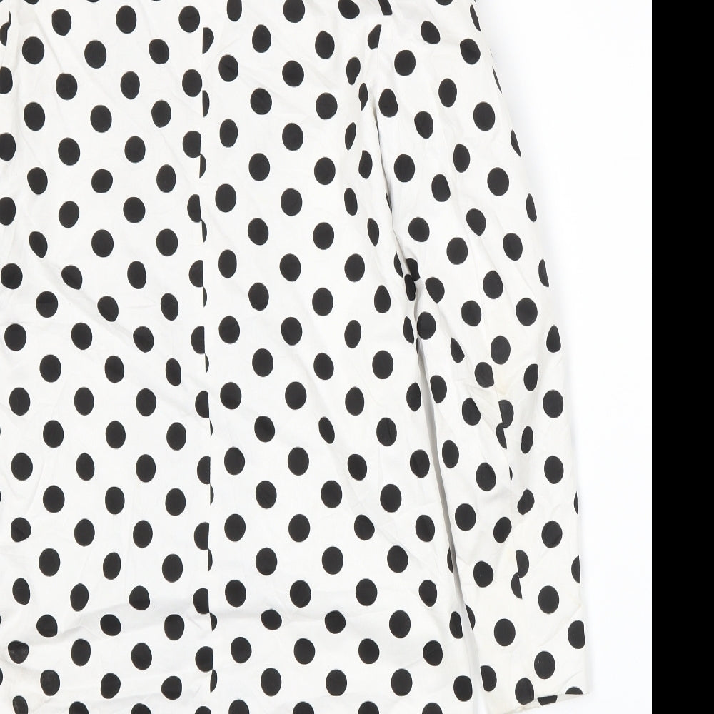 Boohoo Womens White Spotted Jacket Suit Jacket Size 8