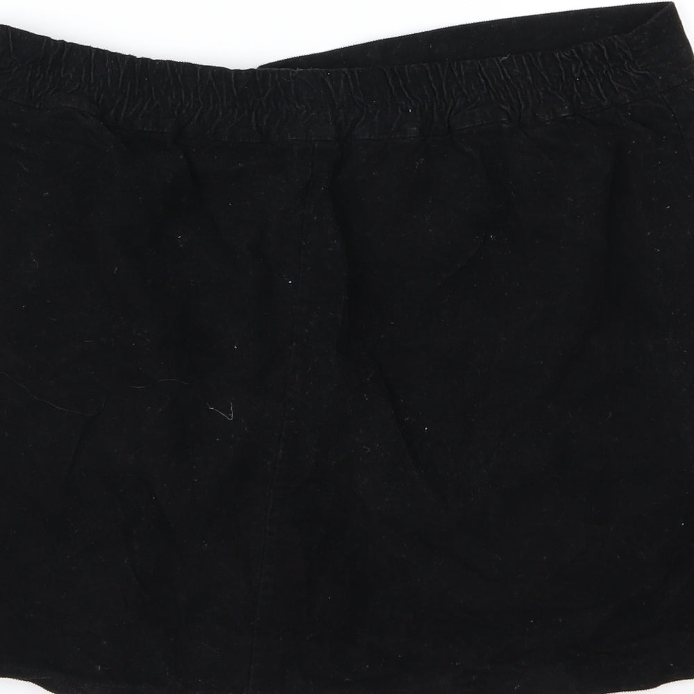 Lulua Womens Black Corduroy A-Line Skirt Size L