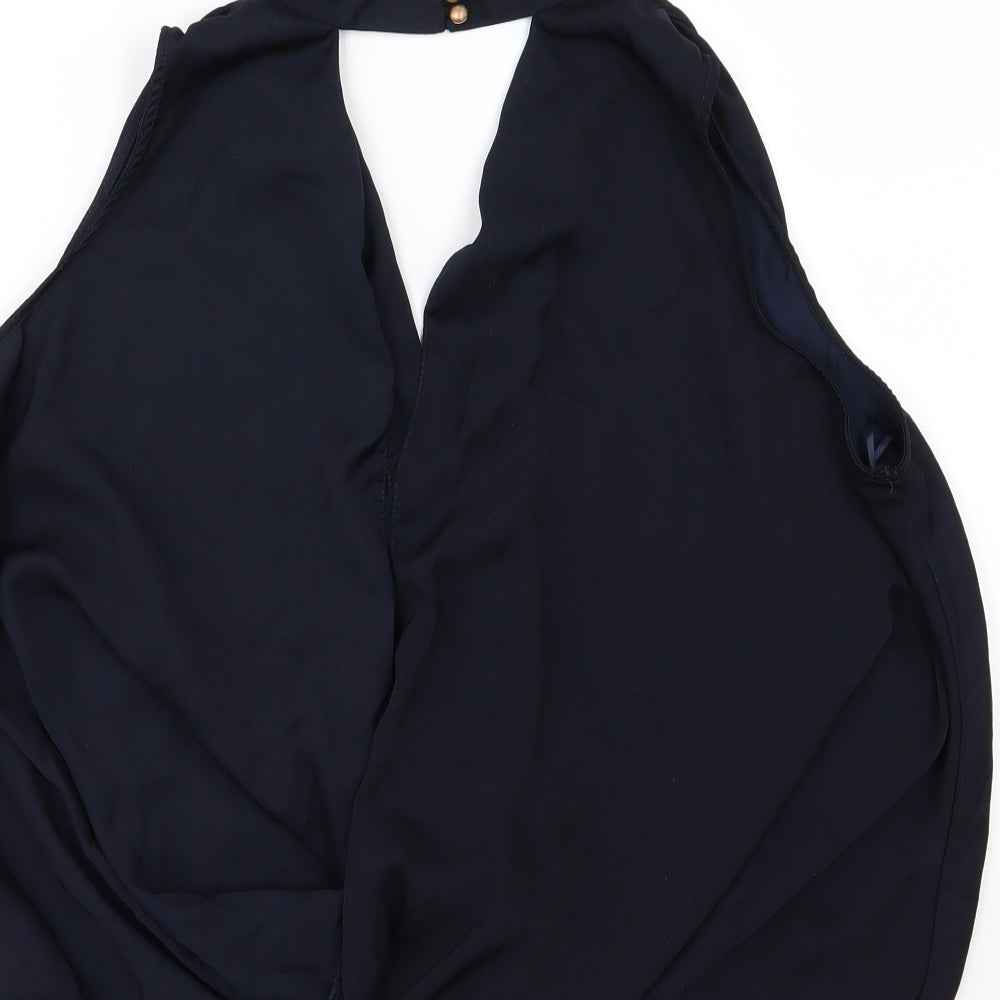 New Look Womens Blue Chiffon Basic Blouse Size 12