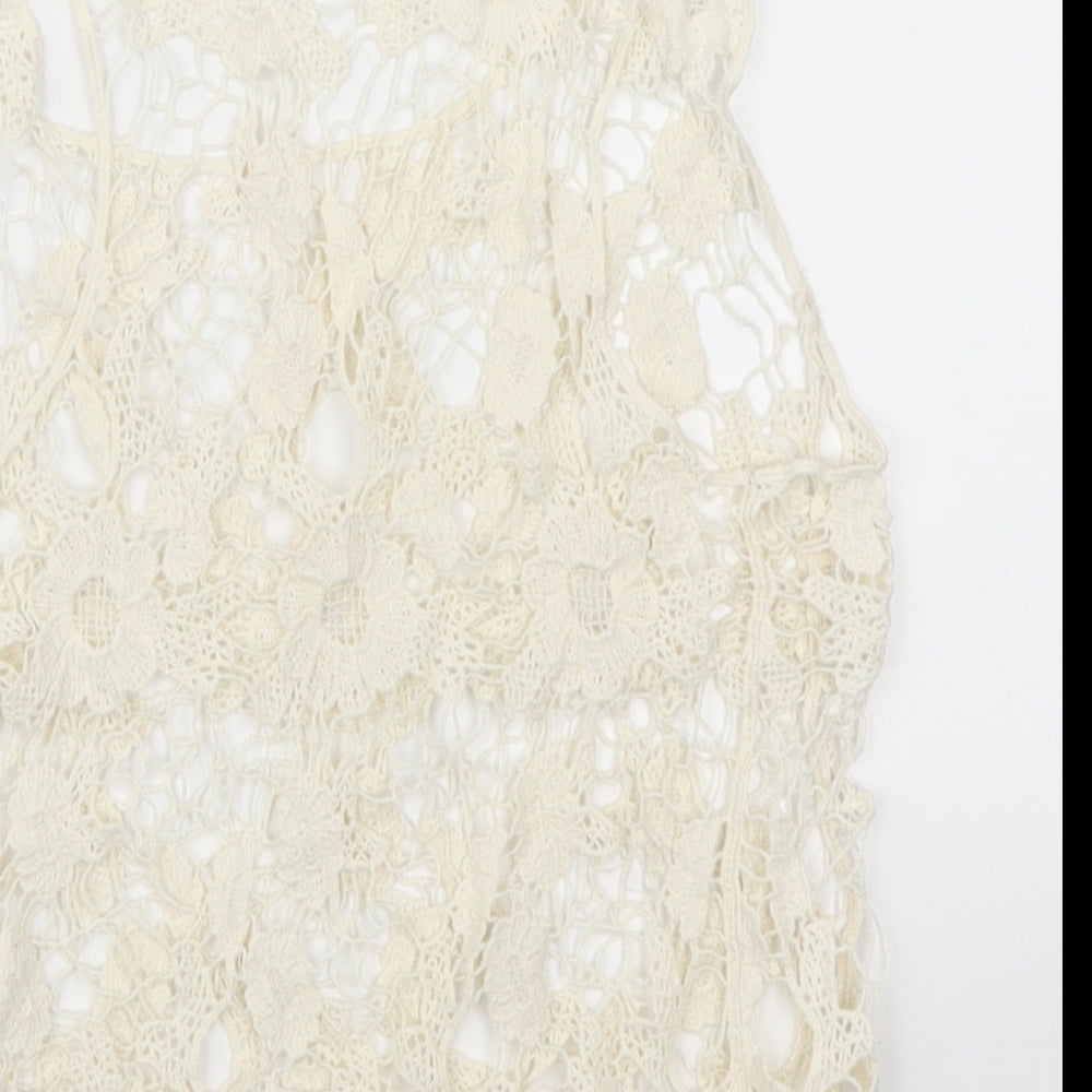 Atmosphere Womens Beige Floral Lace Basic Tank Size XS