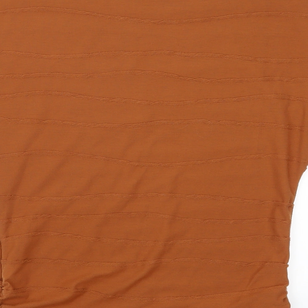 Purple Womens Brown Basic T-Shirt Size 10