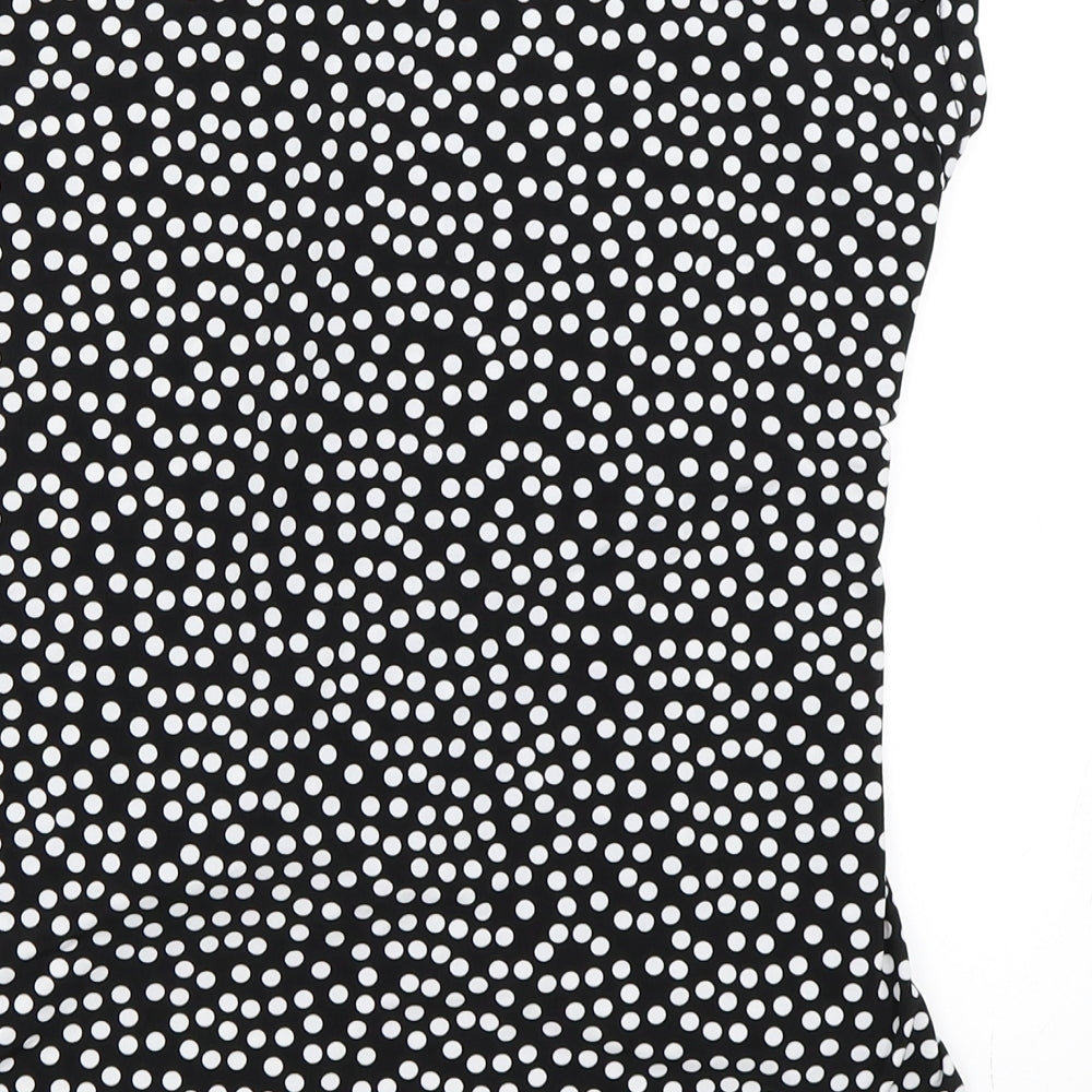 Simon Jeffrey Womens Beige Polka Dot Basic T-Shirt Size 14