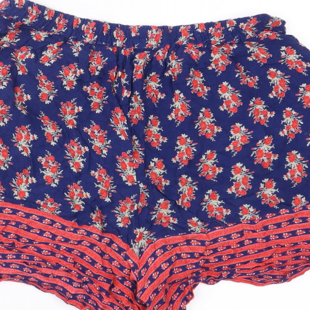 Boohoo Womens Blue Floral Shorts Size 8