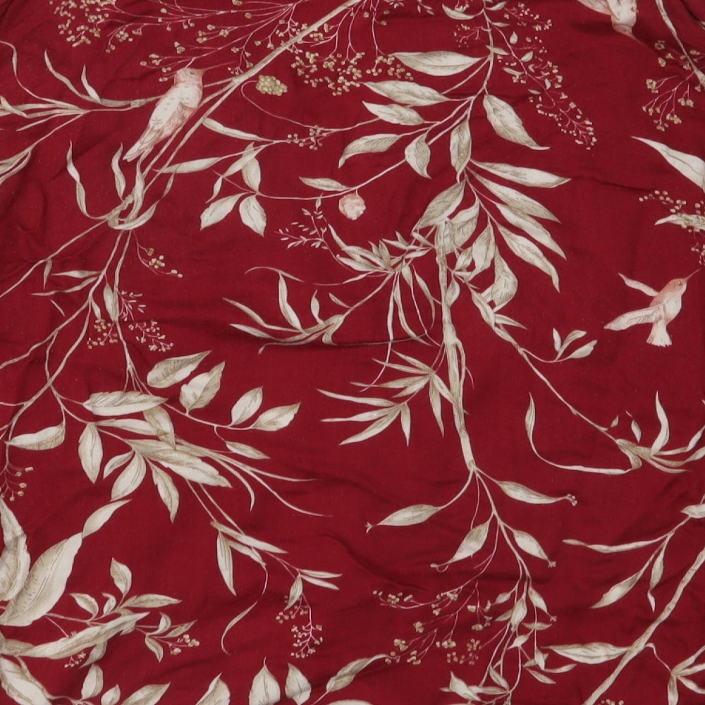 Oysho Womens Red Floral Basic Blouse Size S