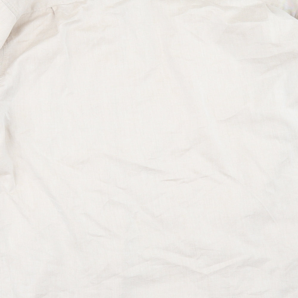 Burtons Mens Beige Button-Up Size 16