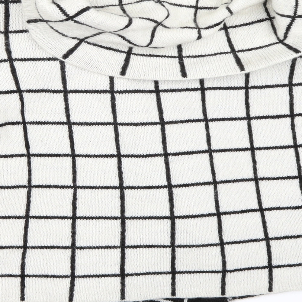 Ellen Tracy Womens White Check Jacket Coat Size M