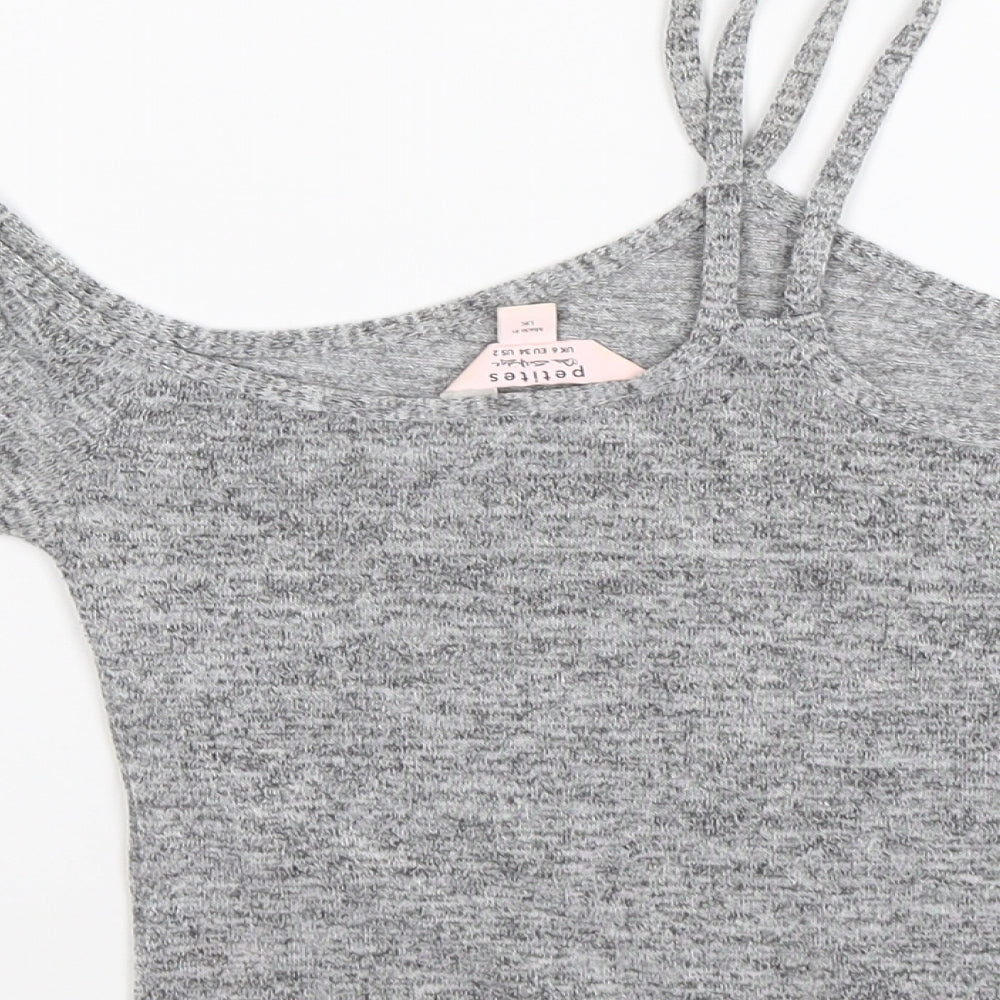 Miss Selfridge Womens Grey Cropped Tank Size 6 - cold shoulder