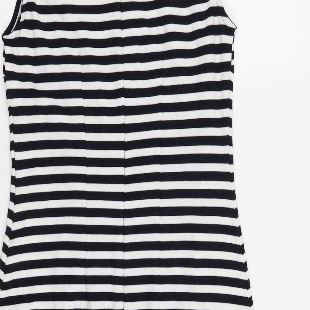 Marks & Spencer Womens Black Striped A-Line Size 8