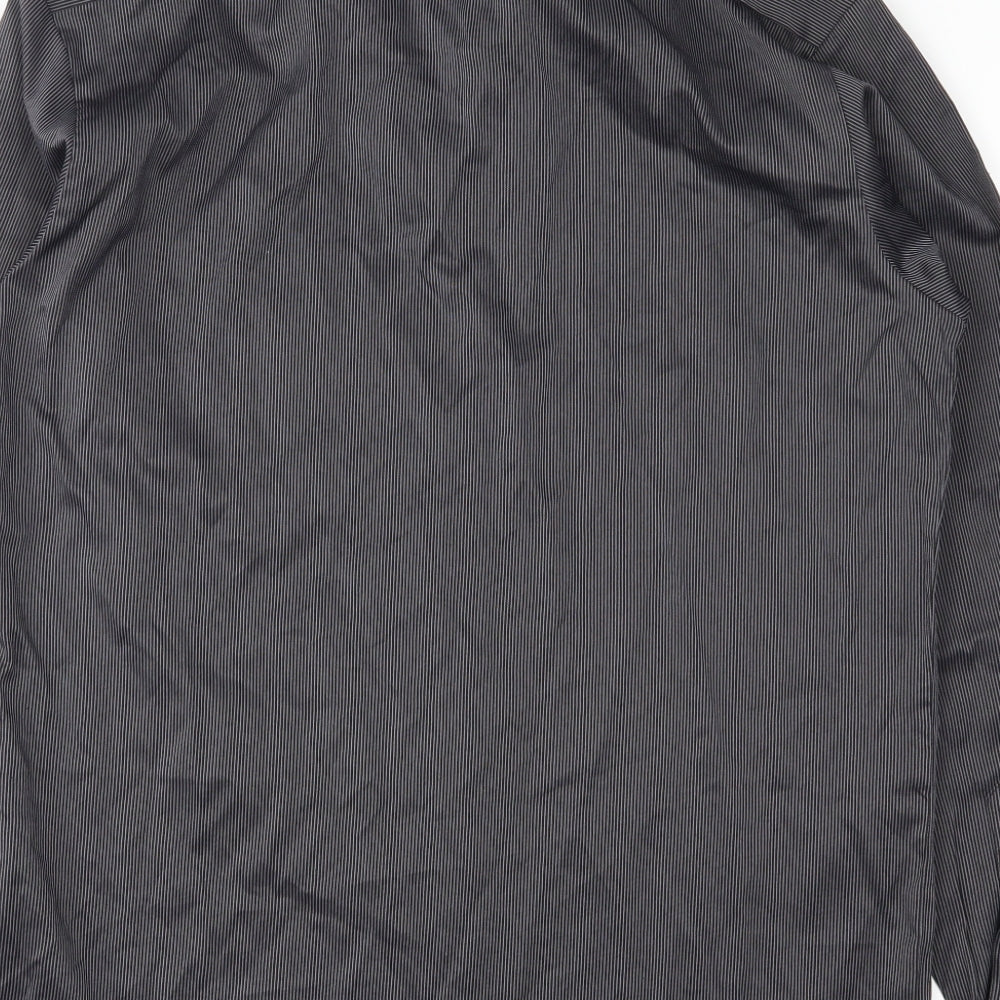 Preworn Mens Black Striped Button-Up Size L