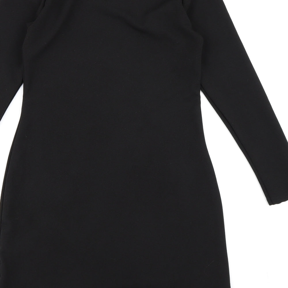 Missguided Womens Black Rayon Bodycon Size 8 - Frill hem