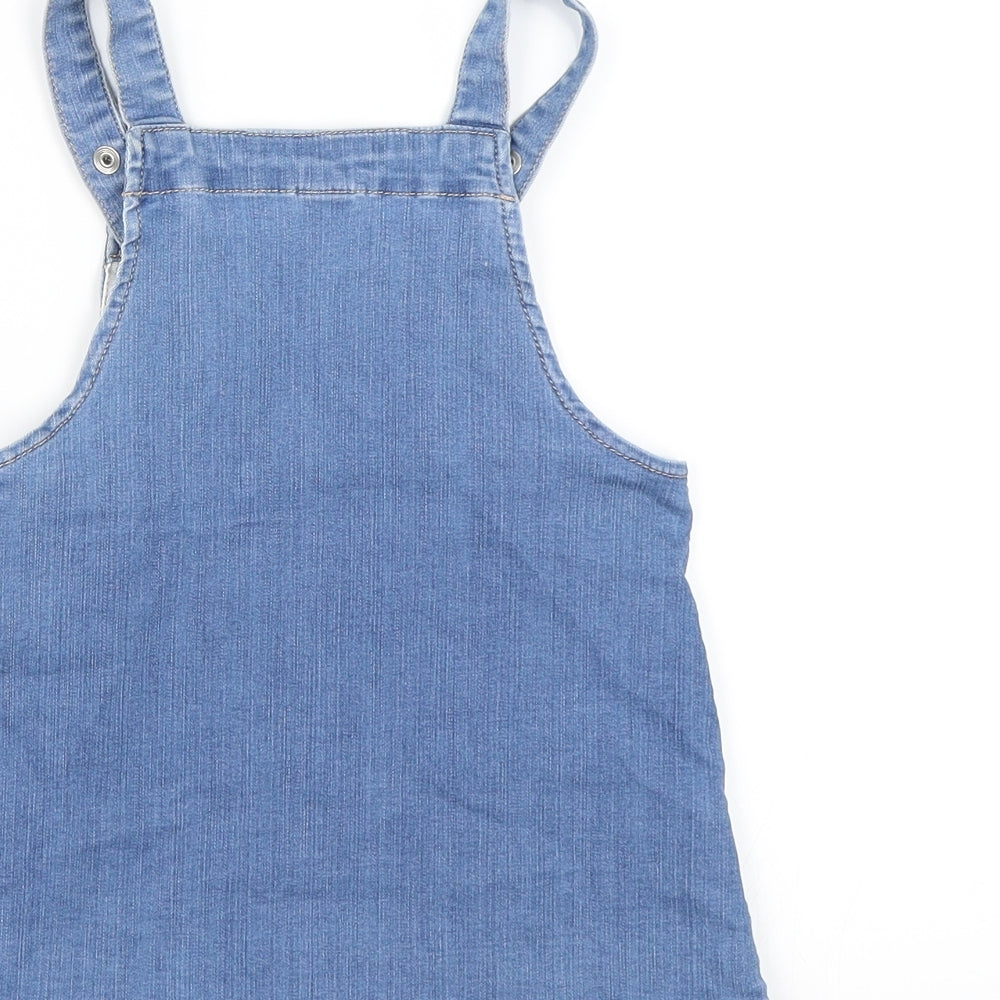 H&M Girls Blue Denim Pinafore/Dungaree Dress Size 12 Months