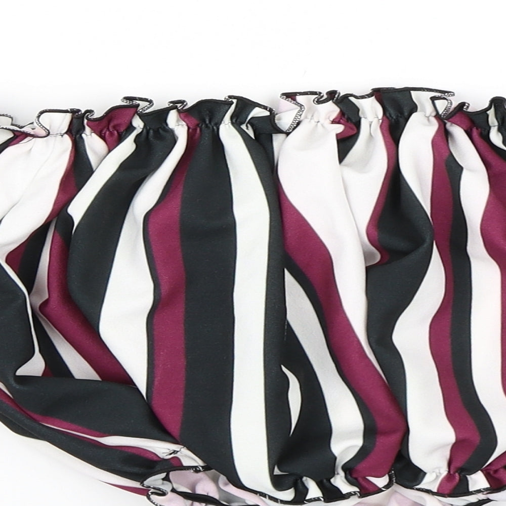 Select Womens Purple Striped Cropped Blouse Size 14