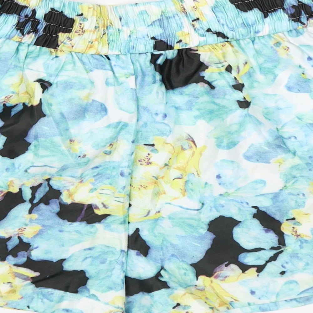Preworn Womens Blue Floral Paperbag Shorts Size L