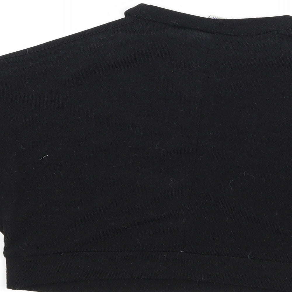 River Island Girls Black Basic T-Shirt Size 5-6 Years - Cut Out Shoulder