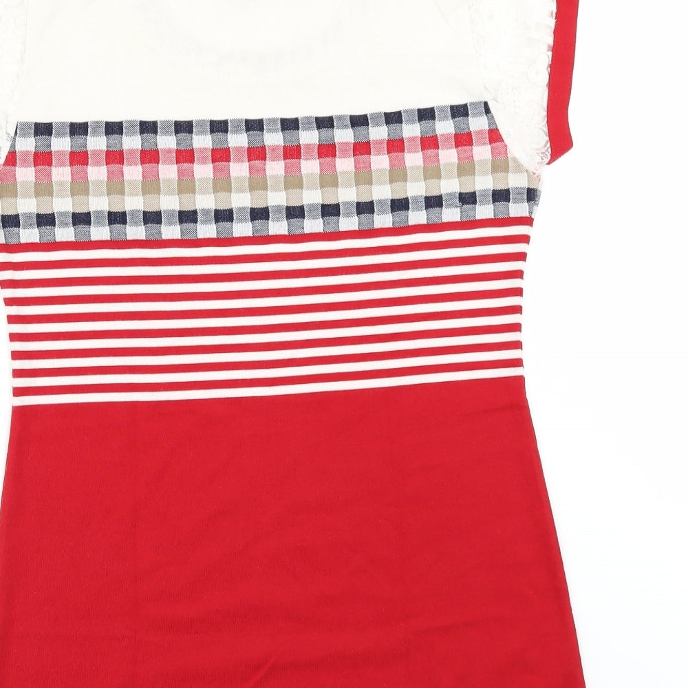 ZOLA Womens Red Striped Basic T-Shirt Size XL
