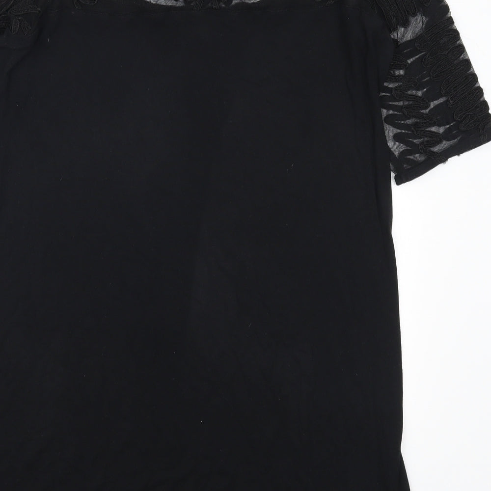 NEXT Womens Black Geometric Basic T-Shirt Size 8