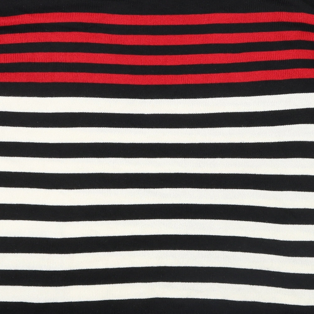 F&F Womens Black Striped Knit Pullover Jumper Size 12