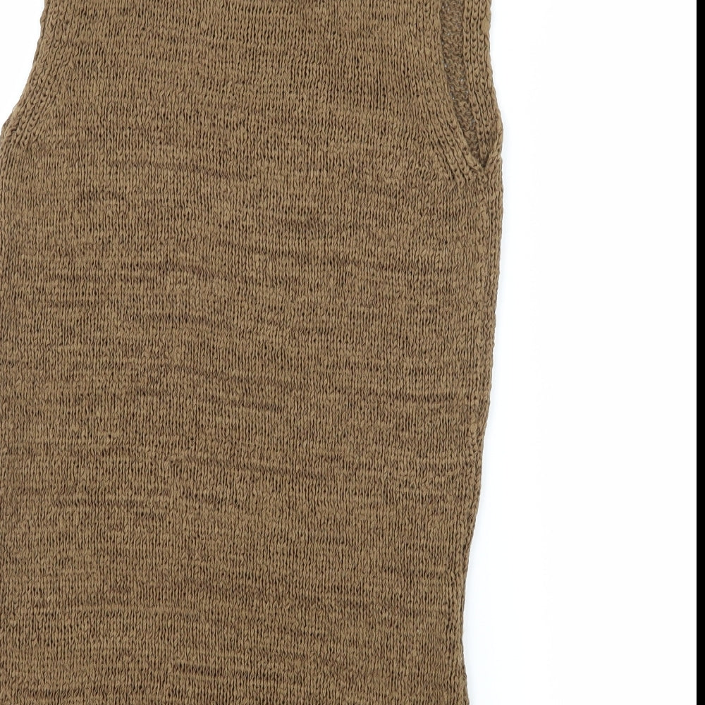 Bisou Womens Brown Knit Basic Tank Size M