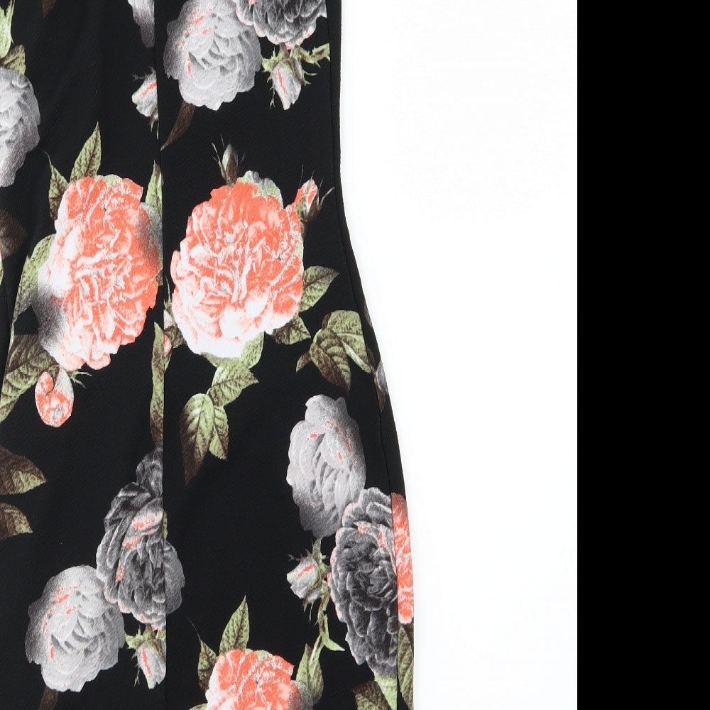 edge Womens Black Floral Bodycon Size 8