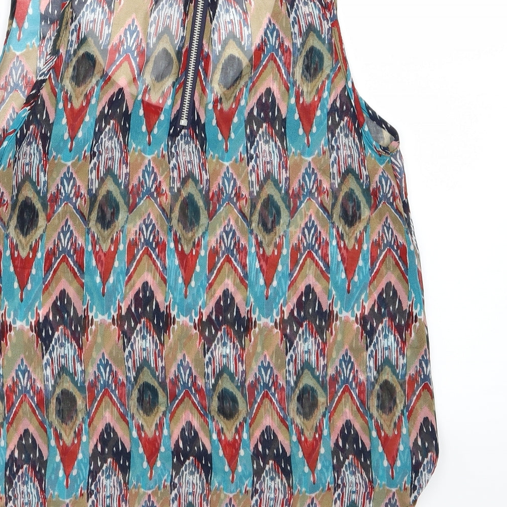 Glamorous Womens Multicoloured Geometric Chiffon Basic Blouse Size 12
