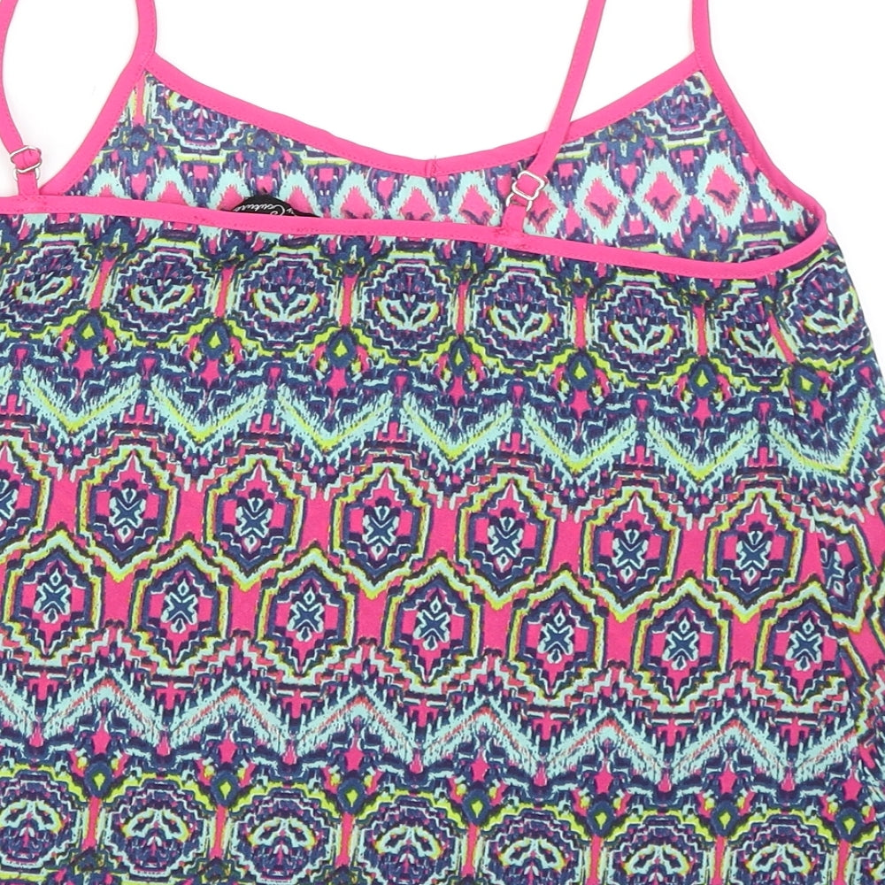 Candy Couture Girls Blue Geometric Camisole Blouse Size 12-13 Years