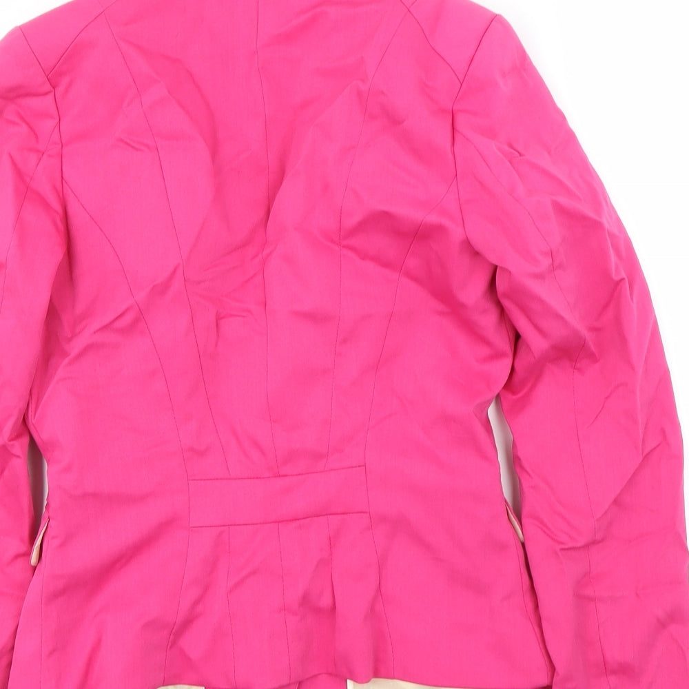 Brand and care label for H&M women’s pink jacket blazer, size UK 6