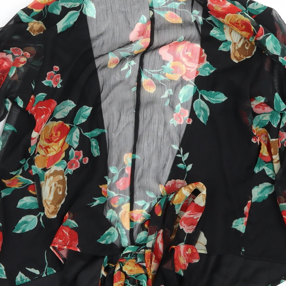 Miss Selfridge Womens Black Floral Basic Blouse Size 6