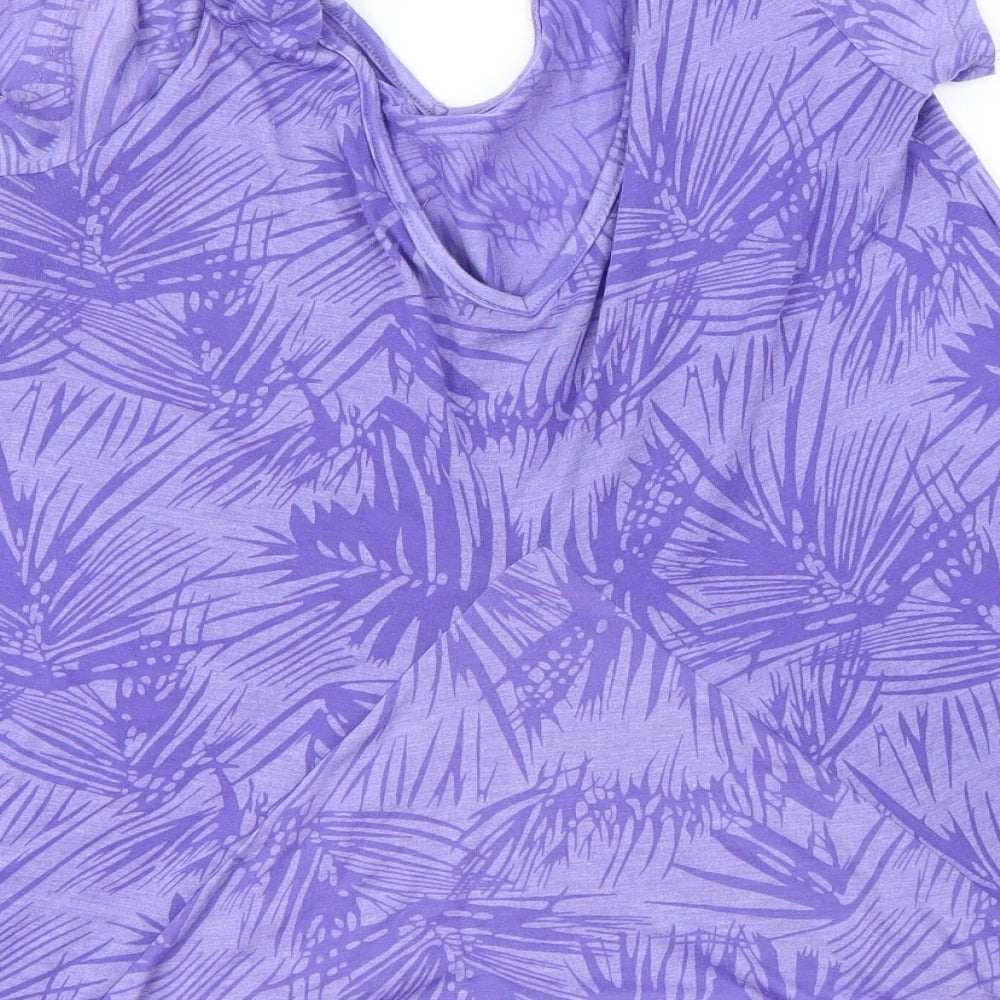 George Womens Purple Floral Basic Blouse Size 10