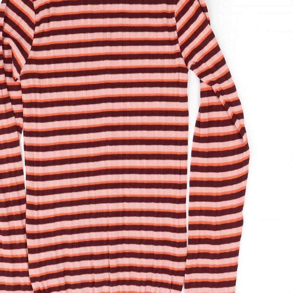 porimark Womens Orange Striped Pullover Jumper Size S