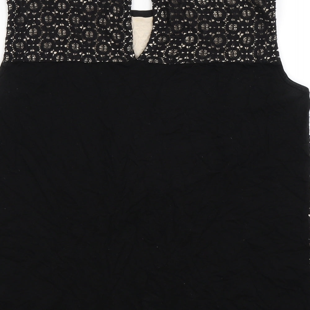 Oasis Womens Black Floral Basic T-Shirt Size S