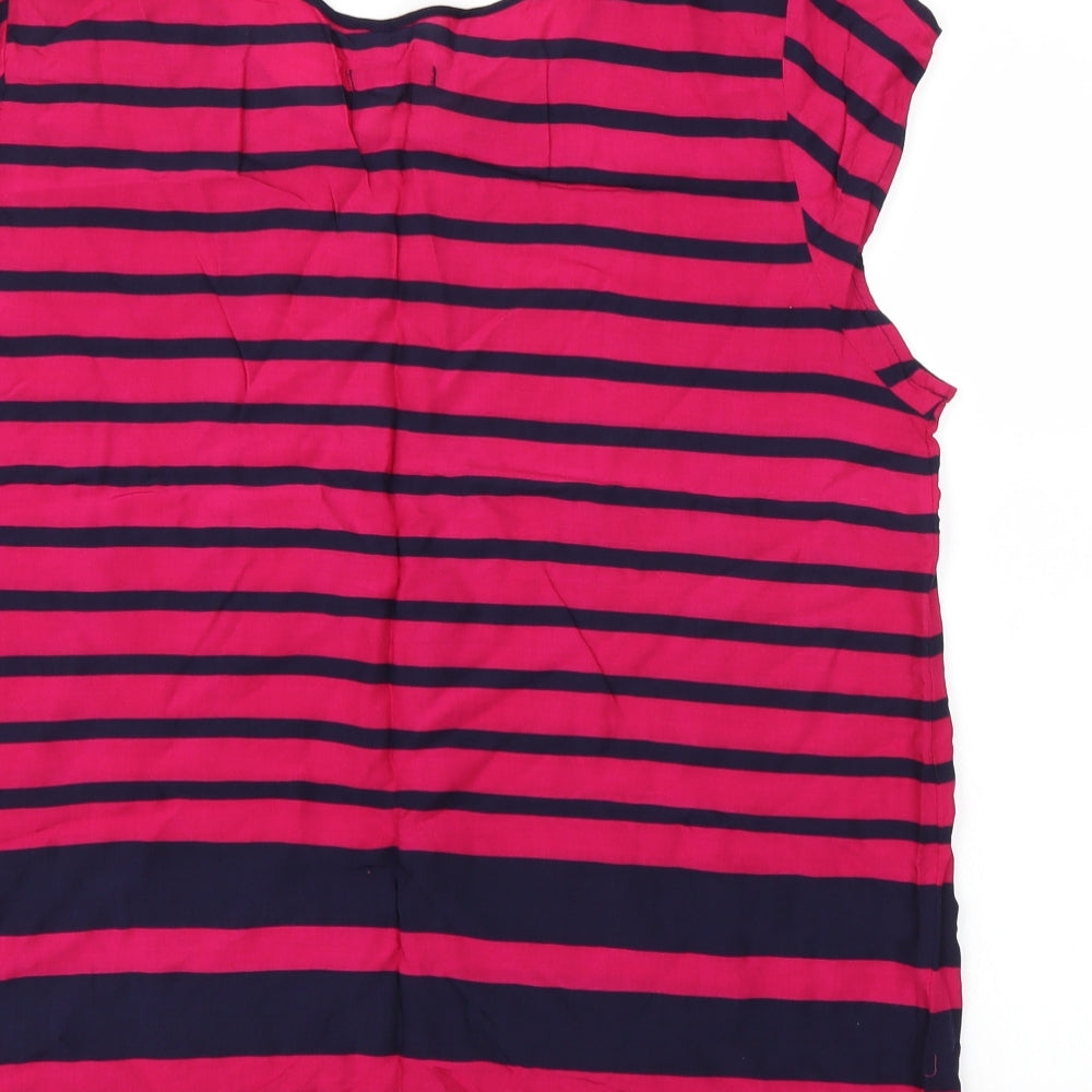Gap Womens Pink Striped Chambray Basic T-Shirt Size L