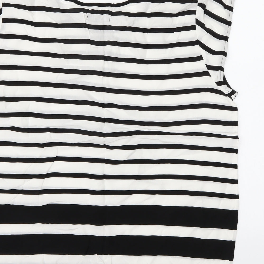 gapwhi Womens White Striped Chiffon Basic T-Shirt Size L