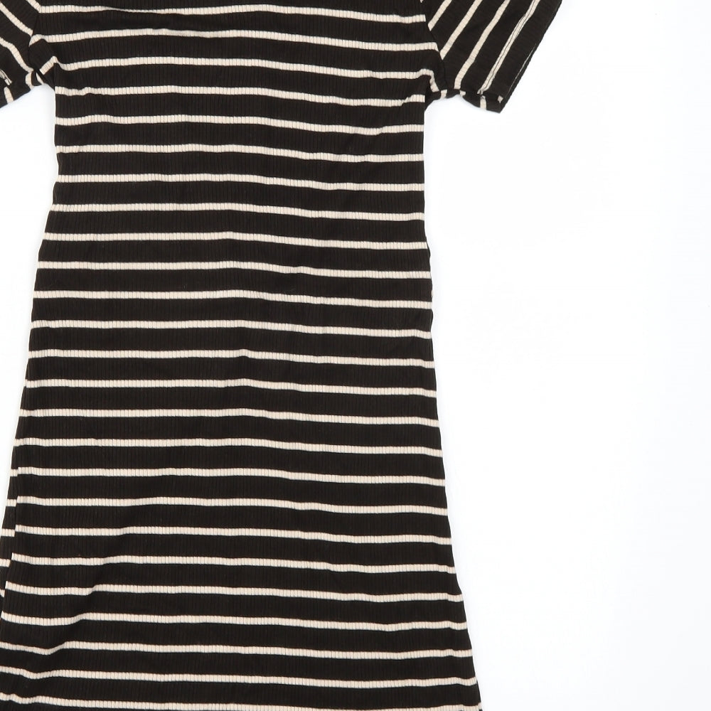 FOREVER 21 Womens Black Striped T-Shirt Dress Size S