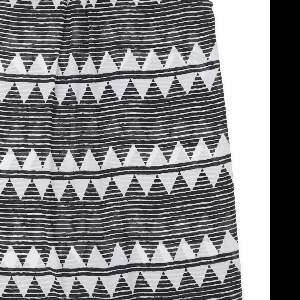 H&M Womens Black Geometric Basic Blouse Size 36 - See Through