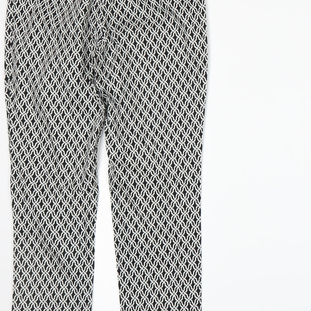 Dunnes Womens White Geometric Trousers Size 8 L26 in