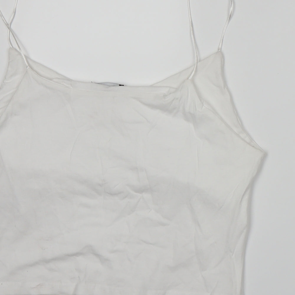 New Look Womens White Cropped T-Shirt Size 16