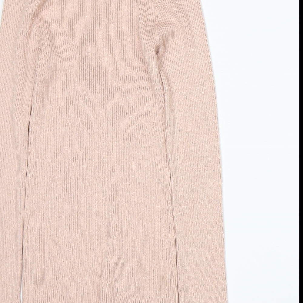 Brand and care label for Topshop women’s pink jumper, size XS