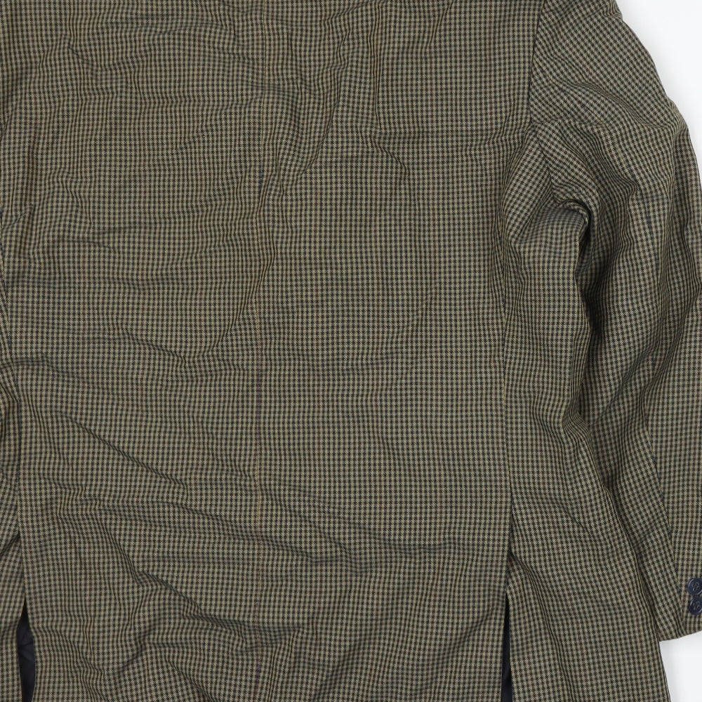 Preworn Mens Beige Houndstooth Jacket Suit Jacket Size XL
