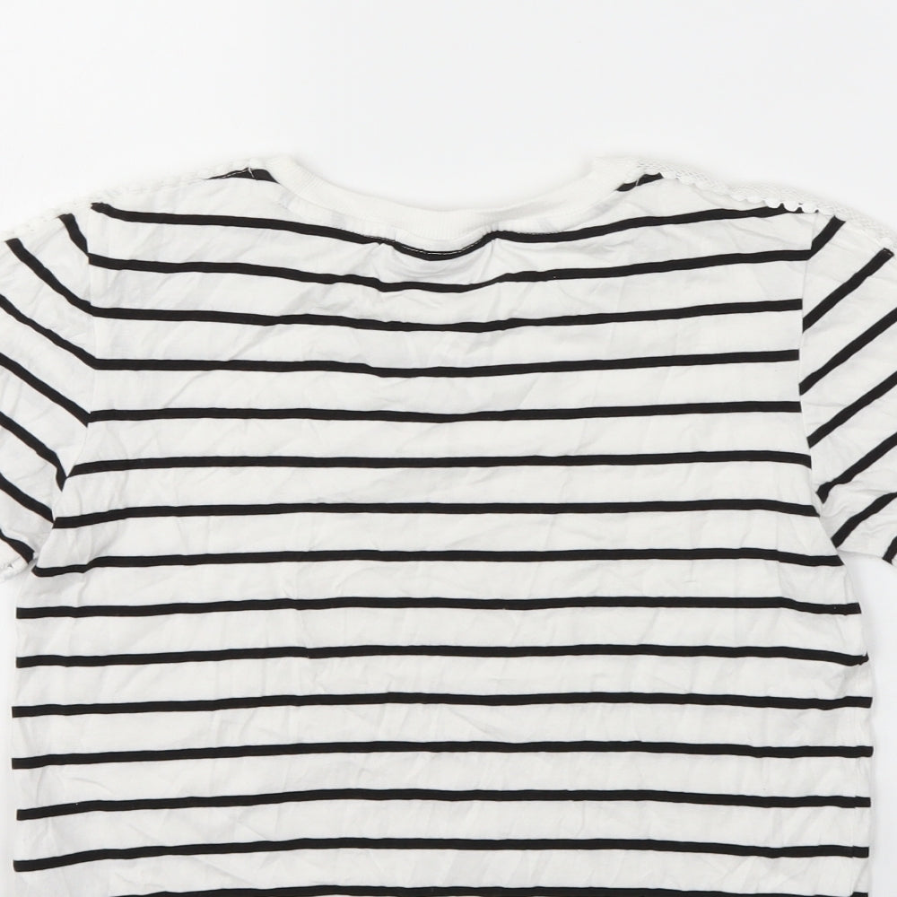 Topshop Womens White Striped Basic T-Shirt Size 6