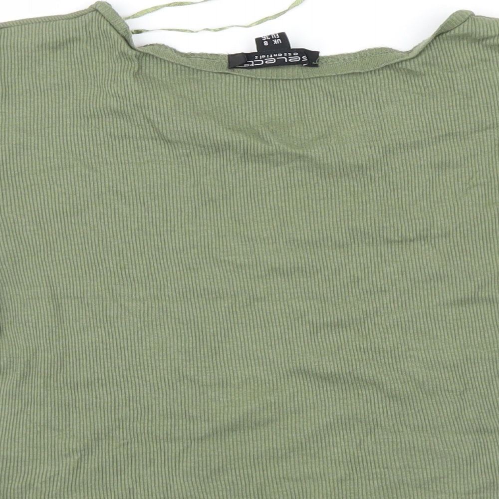 Select Womens Green Cropped T-Shirt Size 8