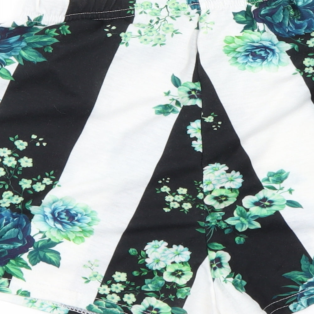 PRETTYLITTLETHING Womens White Striped Cut-Off Shorts Size 8