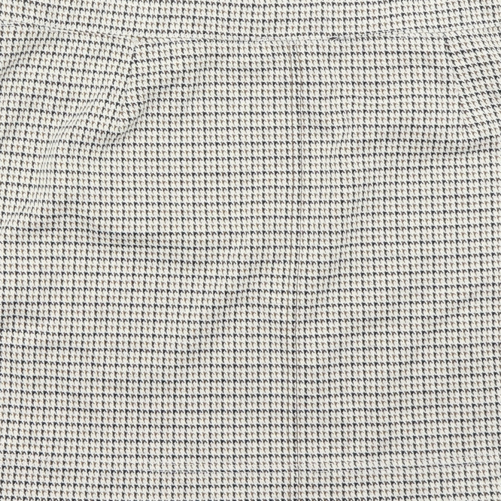 NEXT Womens Beige Check A-Line Skirt Size 14