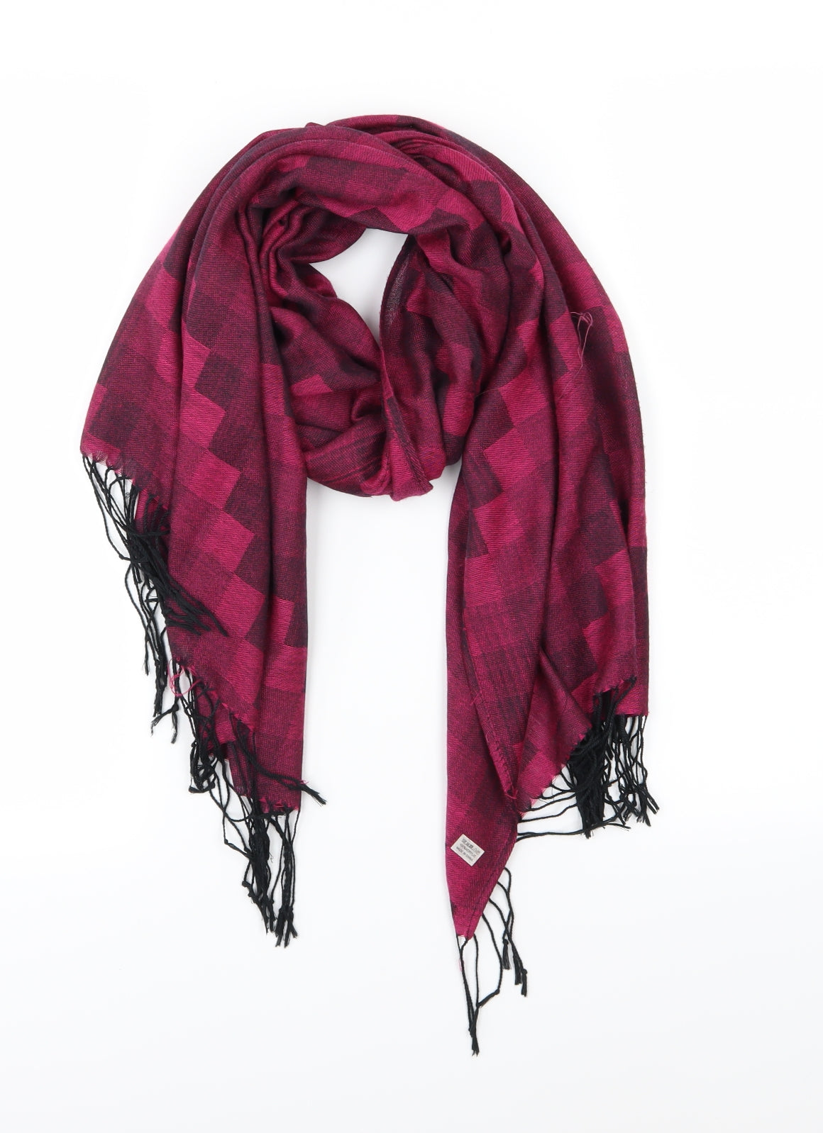Preworn Womens Pink Check Knit Scarf