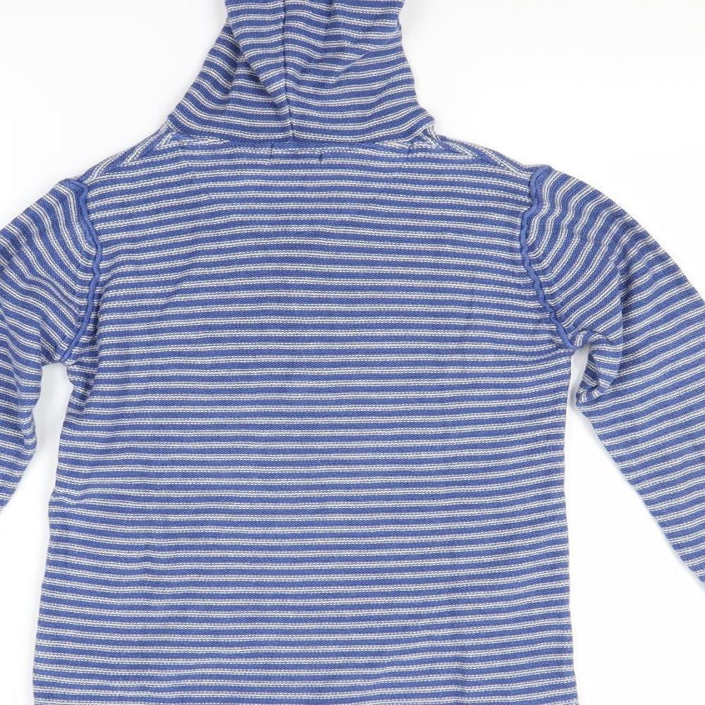 Preworn Boys Blue Striped Pullover Hoodie Size 10 Years