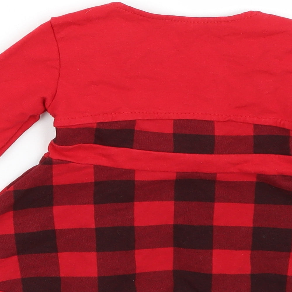 Preworn Girls Red Check A-Line Size 12 Months